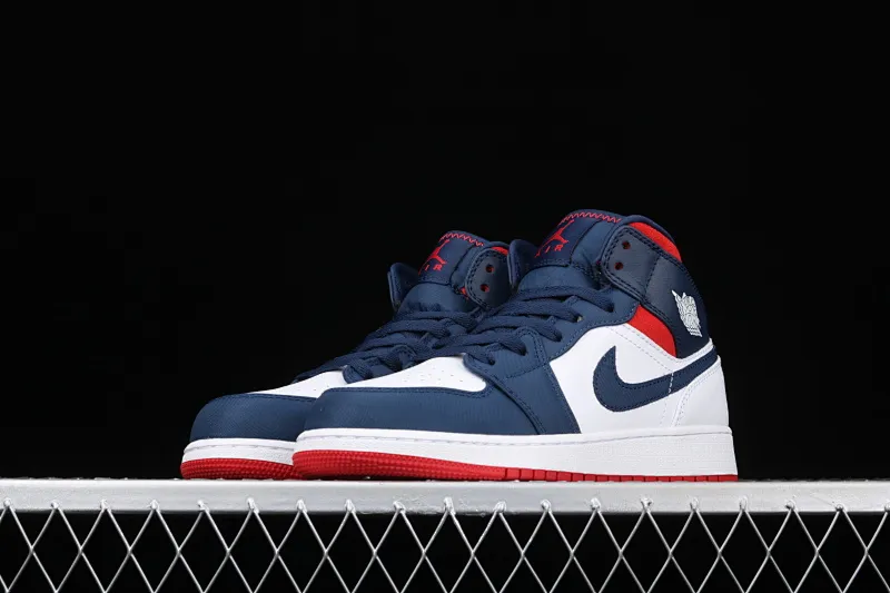 All categories Air Jordan Jordan series basketball shoes Air Jordan 1 Mid G version pure original Air Jordan 1 Mid GS AJ1 Joe 1 Captain America China basketball shoes BQ6931-104